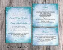 wedding photo -  DIY Rustic Wedding Invitation Template Set Editable Word File Instant Download Printable Invitation Teal Wedding Invitation Blue Invitation