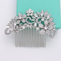 wedding photo - Crystal Bridal Comb Rhinestone Silver Hair Piece Bridal Hair Accessories Statement Comb Wedding Combs Jewelry Vintage Style Headpiece
