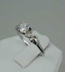 wedding photo - Dazzling .52 Carat Round Brilliant Diamond in a Vintage 1930 18K White Gold Ring -GR1