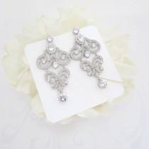 wedding photo - Crystal Bridal earrings, Chandelier Wedding earrings, Wedding jewelry, Chandelier earrings, Statement earrings, CZ earrings, Vintage style