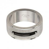 wedding photo - Silver-Tone and Black Stainless Steel Wedding Band