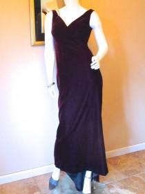 wedding photo - Purple Evening Gown. Vintage Escada Silk Velvet 1930s Style Formal Dress. Art Deco Old Hollywood Fishtail Wedding Guest Red Carpet. XS 0 2