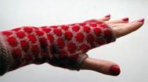 wedding photo - Fingerless Gloves With Polka Dots - Beige and Red Fingerless Gloves- Fashion Gloves - Winter Accesories - Womens Gloves nO 5.