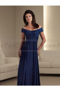 wedding photo - A-line Floor-length Off-the-shoulder Chiffon Royalblue Mother of the Bride Dress