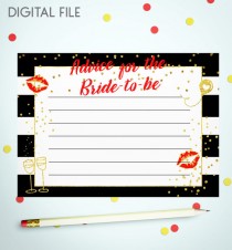 wedding photo -  Advice For The Bride To Be Red Gold Confetti Printable Card Bridal Shower Advice Cards Wedding Advice For The Bride game idkbg4