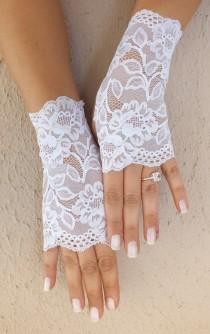 wedding photo - Free ship, white Wedding gloves french lace gloves bridal gloves lace gloves fingerless gloves