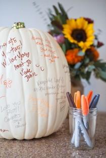 wedding photo - Learn How To DIY A Darling Pumpkin Guest Book!