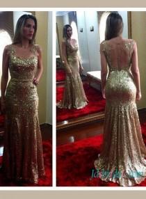 wedding photo -  New Glitter gold sequins mermaid evening prom dress