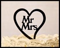 wedding photo - Mr. and Mrs. inside a Heart wedding cake topper - Mr. and Mrs. wedding cake topper - heart weddng cake topper - custom cake topper