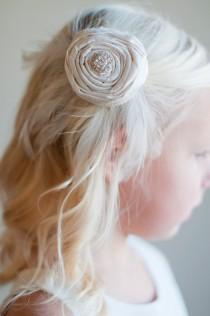 wedding photo - Flower girl hair clip with rhinestone detail in ivory, white, pink and all silk colours