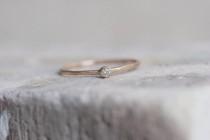 wedding photo - Petite Diamond Solid 14k Recycled Gold Ring