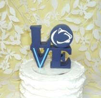 wedding photo - love wedding cake topper with logo penn state and villanova