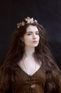 wedding photo - Faerie queen crown, elven circlet, Celtic crown, fantasy bridal tiara, enchanted forest, mermaid headpiece, wedding wreath, LotR crown