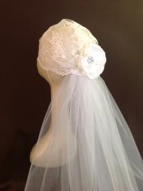 wedding photo - DAPHNE Juliet Cap with Cathedral Length Veil