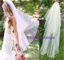wedding photo - Ready to Ship Veils,2 tiers fingertip tulle veil, blush tulle veils, simple blusher tulle veil, tulle wedding veils, tulle bridal veils