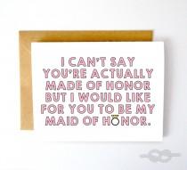 wedding photo - Will You Be My Maid of Honor Card, Funny Maid of Honor Card, Maid of Honor Proposal Card, Wedding Card, Bridesmaid Card, Funny Maid of Honor