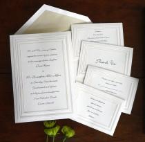 wedding photo - Beveled Frame Wedding Invitation Set - Thermography Wedding Invite - Classic Wedding Invite - Traditional Wedding Invite Suite - AV256