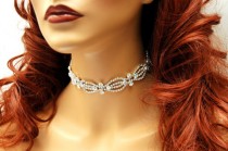 wedding photo -  Crystal Choker Necklace, Art Deco Necklace, Bridal Choker, Wedding Jewelry, Gifts for Her, Diamond Choker Necklace