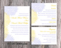 wedding photo -  DIY Wedding Invitation Template Set Editable Word File Download Printable Floral Invitation Yellow Wedding Invitation Blue Invitations