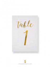 wedding photo - Octavia Gold Foil Table Numbers - Gold Table Number Cards - Both Sides - Wedding Table Numbers with Gold Foil 