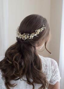 wedding photo - Bridal pearls headpiece. Bridal headpiece rhinestones. Wedding headpiece rhinestones. Pearls headpiece. MOD523 bridal Crown