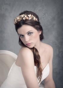 wedding photo - Blossoms bridal headpiece. Wedding headpiece. Gold headpiece. Flower crown. Bridal crown. Bridal headpiece. MOD506 bridal Crown