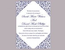 wedding photo -  DIY Wedding Invitation Template Editable Word File Instant Download Printable Flower Invitation Blue Invitation Navy Blue Invitation