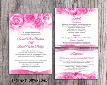 wedding photo -  DIY Watercolor Wedding Invitation Template Set Editable Word File Download Printable Pink Invitation Peonies Invitation Rose Invitation