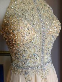 wedding photo - Wedding Dress Crystal beaded sequined Ginger Rogers 1930s Champagne chiffon ballgown