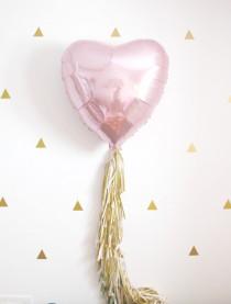 wedding photo - Rose Gold Heart Tassel Balloon, Dusty Rose Blush and Gold Party Decor, Photo Booth Prop, Wedding Decorations, Bachelorette Party, Valentines