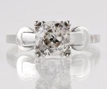 wedding photo - Antique Engagement Ring - Antique 14k White Gold Diamond Engagement Ring