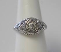 wedding photo - Antique Filigree and Engraved Diamond Ring