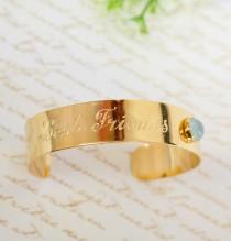 wedding photo - Birthstone bangle Bracelet,Custom Bracelet, Personalized Hand Engraved Bracelet,Personalized Cuff ,Gold Personalized Cuff,Best Friends Gift