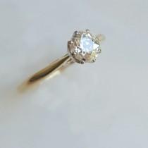 wedding photo - Art Deco .75ct diamond solitaire 18K gold engagement ring