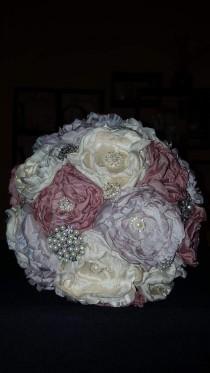 wedding photo - Brooch Bouquet, Fabric Flower Bouquet, Brooch and Flower Bouquet, Wedding Bouquet, Vintage Bouquet, Satin Bouquet, Bridesmaids Bouquet