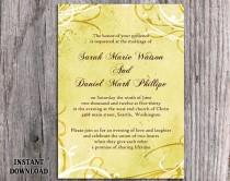 wedding photo -  DIY Rustic Wedding Invitation Template Editable Word File Instant Download Printable Yellow Wedding Invitation Vintage Gold Invitation