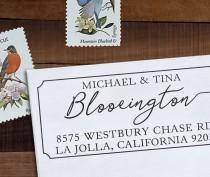 wedding photo - Custom Address Stamp, Return Address Stamp, Wedding address stamp, Calligraphy Address Stamp, Self inking or Eco Mount stamp- Westbury
