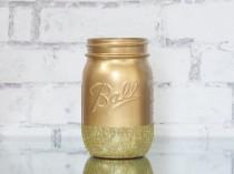 wedding photo - Gold Jars - Gold Wedding Decor - Gold Baby Shower Decor - Gold Glitter Mason Jar - Glitter Jars - Gender Reveal Party