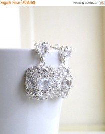 wedding photo - Mega SALE Ivanka Trump Cushion CZ Sterling Silver Stud Earrings IE2
