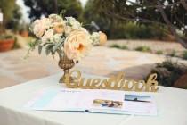 wedding photo - Guestbook Sign for Wedding Freestanding "Guestbook" - Wooden Wedding Sign for Reception Decor (Item - TGU100)