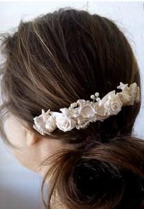 wedding photo - Beach Wedding Comb, Pearls Crystals Flowers Hair Comb, wedding accessory, bridal headpiece by Nikush