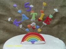 wedding photo - Rainbow  unicorn birthday display cake topper