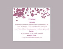 wedding photo -  DIY Wedding Details Card Template Editable Word File Instant Download Printable Details Card Eggplant Details Card Floral Enclosure Cards