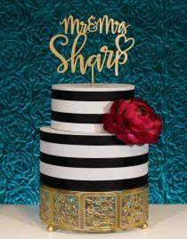 wedding photo - Wedding Cake Topper Last Name Customized with Heart