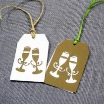 wedding photo - Champagne Flute Favor Tags, Cheers Wedding Favor Tags, Gift Tags, Custom, Personalized Thank You Tags, Champagne Favor Labels, Wine Label