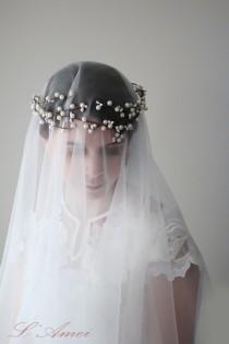 wedding photo - Glass Bridal Pearl Wedding Crown Tiara Headpiece Hair Accessories Wreath