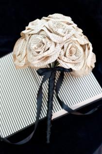 wedding photo - Recycled Book Page Rose Wedding Bouquet