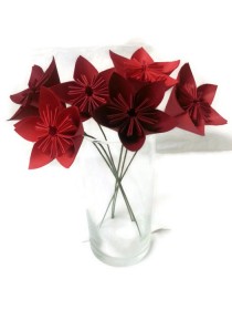 wedding photo - Ombre Reds OOAK, Cardstock, Origami Paper Flowers
