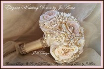 wedding photo - Pink and Rose Gold Wedding Bouquet, Rose Gold Brooch Bouquet, Blush Ivory Brooch Bouquet, Pink and Gold Bridal Brooch Bouquet, DEPOSIT ONLY