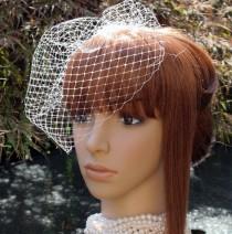 wedding photo - Ivory Birdcage Veil Wedding Bridal Blusher 9 inches Russian Net with 4 Inches Loose